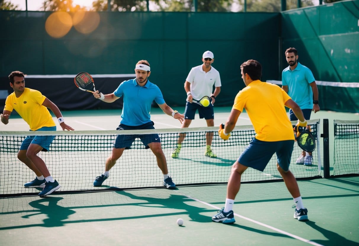 En gruppe mennesker der spiller padel tennis uden tegn på ømhed bagefter